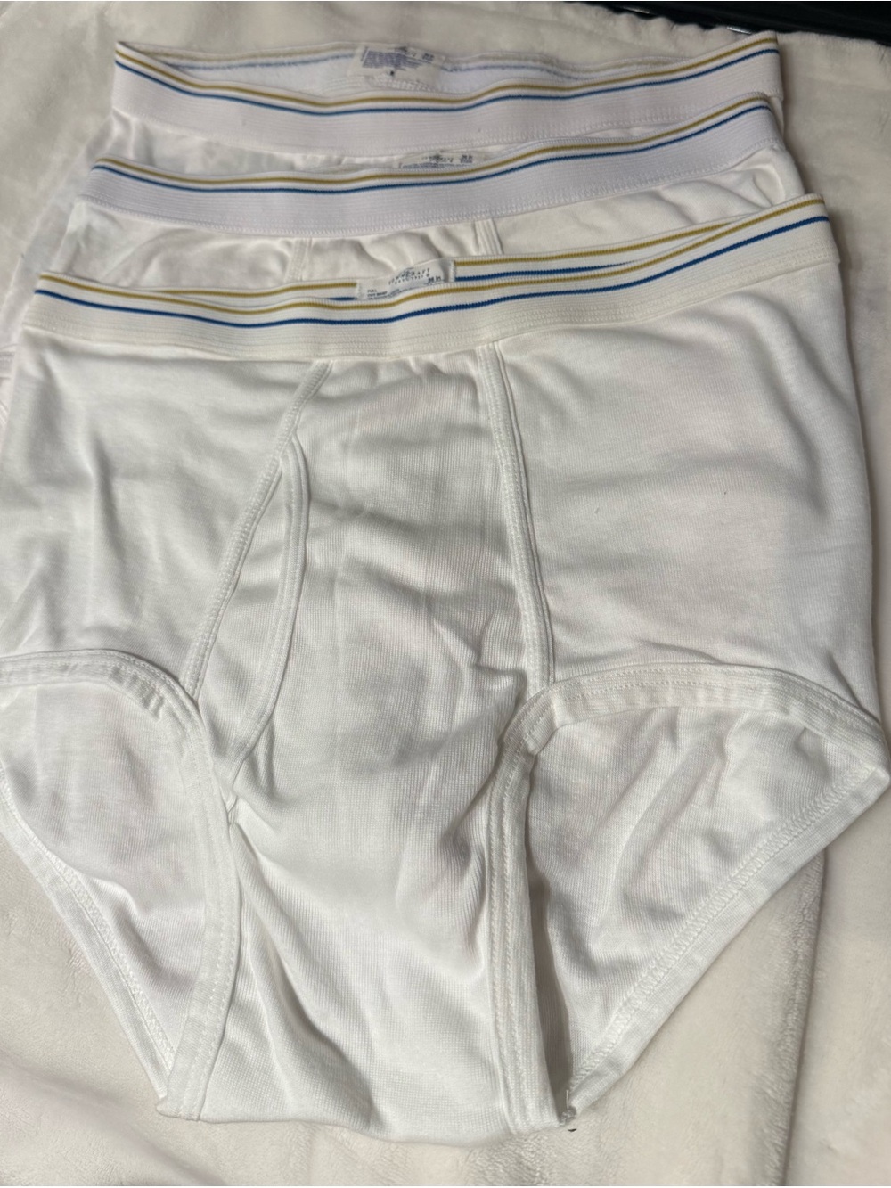 3 vintage Towncraft men's white briefs in size 36 tighty whitey NOS